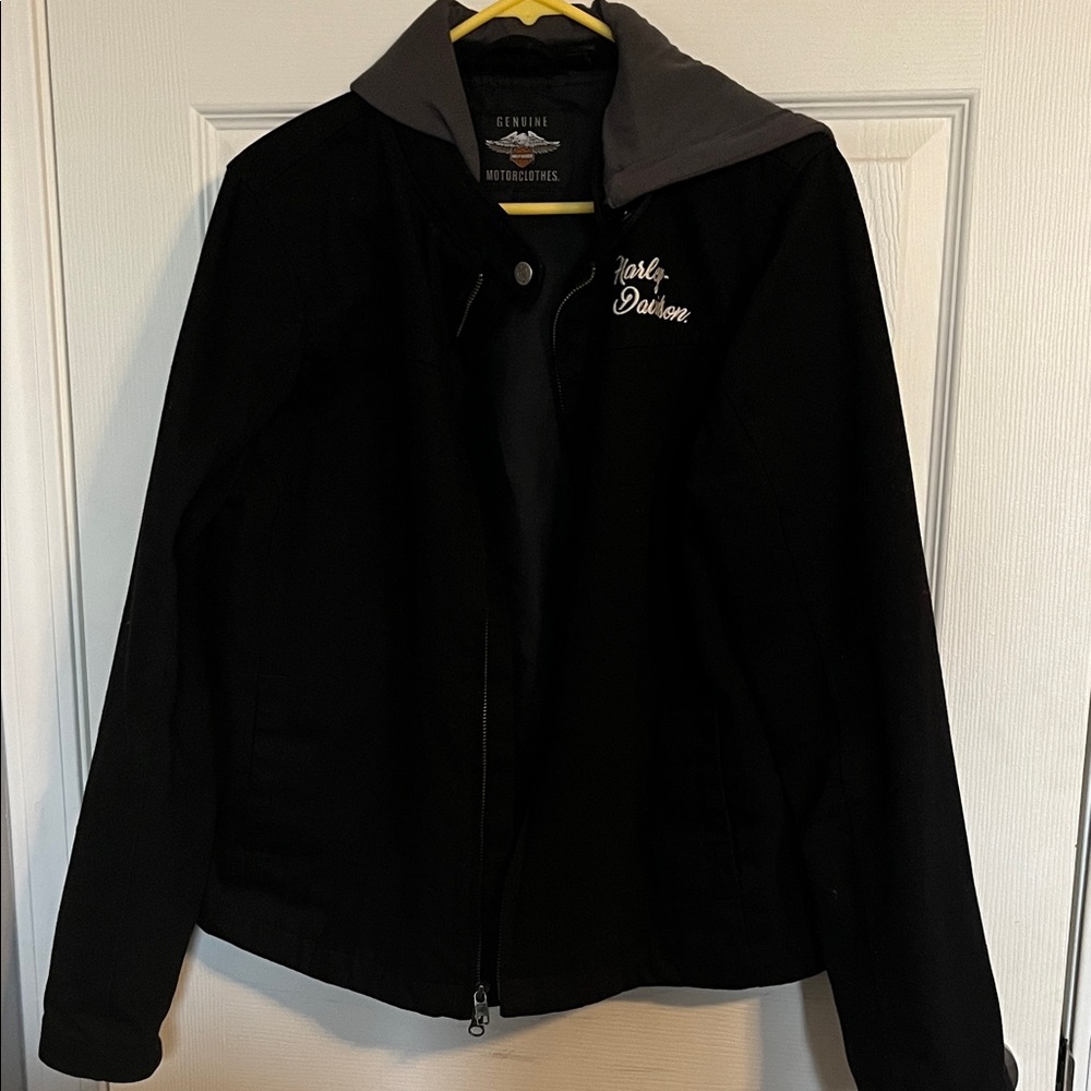 Harley-Davidson Black Jean Jacket with Gray Hood